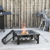 BRACIERE DA GIARDINO CON COPERCHIO PARASCINTILLE IN METALLO 76X76X47 CM NERO
