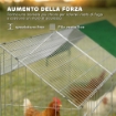 GABBIA PER CONIGLI E GALLINE DA ESTERNO E INTERNO CON PROTEZIONE PARASOLE E GRIGLIA METALLICA, PER ANIMALI PICCOLI, ANATRE, GALLINE, 180X75X75 CM, VERDE