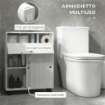 MOBILE BAGNO STRETTO CON RUOTE, ANTE SCORREVOLI, RIPIANI REGOLABILI E 2 FORI PER CARTA IGIENICA, BIANCO