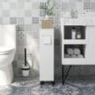 MOBILE BAGNO STRETTO CON RUOTE, ANTE SCORREVOLI, RIPIANI REGOLABILI E 2 FORI PER CARTA IGIENICA, BIANCO
