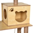 ALBERO TIRAGRAFFI PER GATTI CON CASETTA, 2 LETTINI, AMACA E PALLINA, IN LEGNO, POLIESTERE E SISAL, 60X40X130 CM