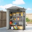 CASETTA DA GIARDINO IN ACCIAIO 1.1M¦ CON DOPPIE PORTE BLOCCABILI, 133X87X178 CM, GRIGIO ARGENTO