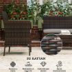 SET DA GIARDINO CON DIVANO 2 POSTI, 2 SEDIE E TAVOLINO BASSO, IN RATTAN E ACCIAIO, GRIGIO E MARRONE