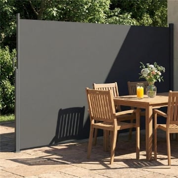 TENDA LATERALE RETRATTILE IMPERMEABILE E UV 50+, IN ALLUMINIO, ACCIAIO E POLIESTERE, 420X185 CM, GRIGIO SCURO