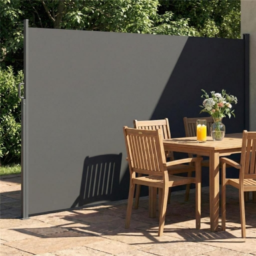 TENDA LATERALE RETRATTILE IMPERMEABILE E UV 50+, IN ALLUMINIO, ACCIAIO E POLIESTERE, 420X185 CM, GRIGIO SCURO