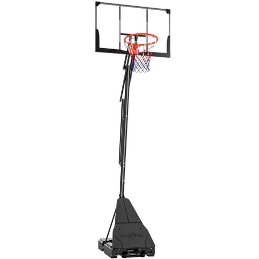 CANESTRO DA BASKET PORTATILE PER ESTERNI, REGOLABILE 2,45-3,05 M, TABELLONE INFRANGIBILE, REGOLAZIONE A MANOVELLA