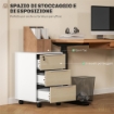 SCHEDARIO DA UFFICIO CON 3 CASSETTI, 4 RUOTE, CASSETTIERA UFFICIO CON SERRATURA E 2 CHIAVI, BIANCO E ROVERE