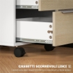 SCHEDARIO DA UFFICIO CON 3 CASSETTI, 4 RUOTE, CASSETTIERA UFFICIO CON SERRATURA E 2 CHIAVI, BIANCO E ROVERE