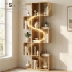 LIBRERIA SCAFFALE A 5 LIVELLI A S CON 15 RIPIANI, IN LEGNO, 80X24X200 CM, COLOR ROVERE
