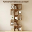 LIBRERIA SCAFFALE A 5 LIVELLI A S CON 15 RIPIANI, IN LEGNO, 80X24X200 CM, COLOR ROVERE