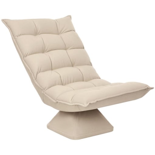 POLTRONA RELAX GIREVOLE 360¦ CON SCHIENALE REGOLABILE IN 5 POSIZIONI IN TESSUTO EFFETTO LINO, BEIGE