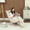 POLTRONA RELAX GIREVOLE 360¦ CON SCHIENALE REGOLABILE IN 5 POSIZIONI IN TESSUTO EFFETTO LINO, BEIGE