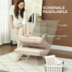 POLTRONA RELAX GIREVOLE 360¦ CON SCHIENALE REGOLABILE IN 5 POSIZIONI IN TESSUTO EFFETTO LINO, BEIGE
