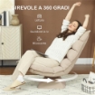 POLTRONA RELAX GIREVOLE 360¦ CON SCHIENALE REGOLABILE IN 5 POSIZIONI IN TESSUTO EFFETTO LINO, BEIGE