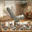POLTRONA RELAX GIREVOLE 360¦ CON SCHIENALE REGOLABILE IN 5 POSIZIONI IN TESSUTO EFFETTO VELLUTO, GRIGIO CHIARO