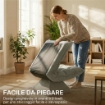 POLTRONA RELAX GIREVOLE 360¦ CON SCHIENALE REGOLABILE IN 5 POSIZIONI IN TESSUTO EFFETTO VELLUTO, GRIGIO CHIARO