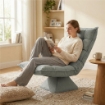 POLTRONA RELAX GIREVOLE 360¦ CON SCHIENALE REGOLABILE IN 5 POSIZIONI IN TESSUTO EFFETTO VELLUTO, GRIGIO CHIARO