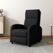 POLTRONA RELAX RECLINABILE MANUALE 160¦ CON POGGIAPIEDI IN TESSUTO EFFETTO LINO, NERO