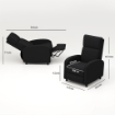 POLTRONA RELAX RECLINABILE MANUALE 160¦ CON POGGIAPIEDI IN TESSUTO EFFETTO LINO, NERO