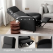 POLTRONA RELAX RECLINABILE MANUALE 160¦ CON POGGIAPIEDI IN TESSUTO EFFETTO LINO, NERO