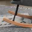 SEDIA A DONDOLO CON POUF IN TESSUTO EFFETTO LINO E LEGNO CON CUSCINO, BRACCIOLI, CAPACITÓ 130 KG, GRIGIO
