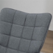 SEDIA A DONDOLO CON POUF IN TESSUTO EFFETTO LINO E LEGNO CON CUSCINO, BRACCIOLI, CAPACITÓ 130 KG, GRIGIO