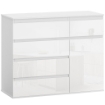 CREDENZA, MOBILE CON 5 CASSETTI, RIPIANO REGOLABILE, BIANCO LUCIDO.