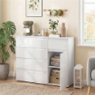 CREDENZA, MOBILE CON 5 CASSETTI, RIPIANO REGOLABILE, BIANCO LUCIDO.