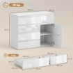CREDENZA, MOBILE CON 5 CASSETTI, RIPIANO REGOLABILE, BIANCO LUCIDO.