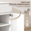 CREDENZA, MOBILE CON 5 CASSETTI, RIPIANO REGOLABILE, BIANCO LUCIDO.