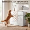 CREDENZA, MOBILE CON 5 CASSETTI, RIPIANO REGOLABILE, BIANCO LUCIDO.