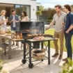 BARBECUE A CARBONE, GRIGLIA MOBILE CON RIPIANI PIEGHEVOLI E TERMOMETRO