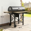 BARBECUE A CARBONE, GRIGLIA MOBILE CON RIPIANI PIEGHEVOLI E TERMOMETRO