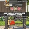 BARBECUE A CARBONE, GRIGLIA MOBILE CON RIPIANI PIEGHEVOLI E TERMOMETRO