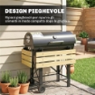 BARBECUE A CARBONE, GRIGLIA MOBILE CON RIPIANI PIEGHEVOLI E TERMOMETRO