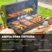 BARBECUE A CARBONE, GRIGLIA MOBILE CON RIPIANI PIEGHEVOLI E TERMOMETRO