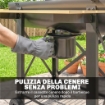 BARBECUE A CARBONE, GRIGLIA MOBILE CON RIPIANI PIEGHEVOLI E TERMOMETRO