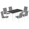 SET DA GIARDINO 7 PEZZI: TAVOLO RETTANGOLARE E 6 SEDIE IMPILABILI