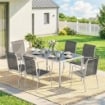 SET DA GIARDINO 7 PEZZI: TAVOLO RETTANGOLARE E 6 SEDIE IMPILABILI
