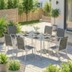SET DA GIARDINO 7 PEZZI: TAVOLO RETTANGOLARE E 6 SEDIE IMPILABILI