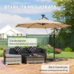OMBRELLONE DA GIARDINO OMBRELLONE DECENTRATO CON LED SOLARI, 3X3M, CACHI
