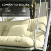 SET 4 CUSCINI DA GIARDINO PER SCHIENALE E SEDUTA CON IMBOTTITURA, IN POLIESTERE, CREMA