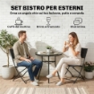 SET DA BISTR= DA 3 PEZZI CON 2 SEDIE TEXTELINE, TAVOLO SEMICIRCOLARE IN VETRO TEMPERATO, NERO