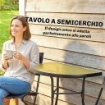 SET DA BISTR= DA 3 PEZZI CON 2 SEDIE TEXTELINE, TAVOLO SEMICIRCOLARE IN VETRO TEMPERATO, NERO