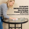 SET DA BISTR= DA 3 PEZZI CON 2 SEDIE TEXTELINE, TAVOLO SEMICIRCOLARE IN VETRO TEMPERATO, NERO