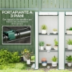 SERRA DA GIARDINO CON 2 PORTE AVVOLGIBILI, SCAFFALE A 3 RIPIANI E TASCHE LATERALI, BIANCO E VERDE