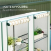 SERRA DA GIARDINO CON 2 PORTE AVVOLGIBILI, SCAFFALE A 3 RIPIANI E TASCHE LATERALI, BIANCO E VERDE