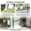 SERRA DA GIARDINO CON 2 PORTE AVVOLGIBILI, SCAFFALE A 3 RIPIANI E TASCHE LATERALI, BIANCO E VERDE