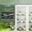 SERRA DA GIARDINO CON 2 PORTE AVVOLGIBILI, SCAFFALE A 3 RIPIANI E TASCHE LATERALI, BIANCO E GRIGIO