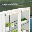 SERRA DA GIARDINO CON 2 PORTE AVVOLGIBILI, SCAFFALE A 3 RIPIANI E TASCHE LATERALI, BIANCO E GRIGIO